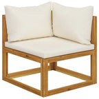 Sofá jardín 3 plazas con cojín madera maciza acacia color crema