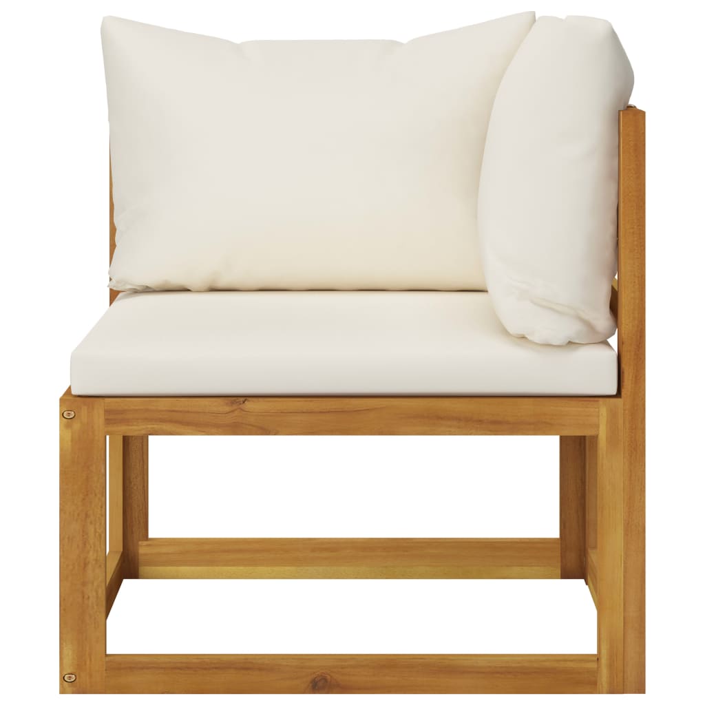Sofá jardín 3 plazas con cojín madera maciza acacia color crema