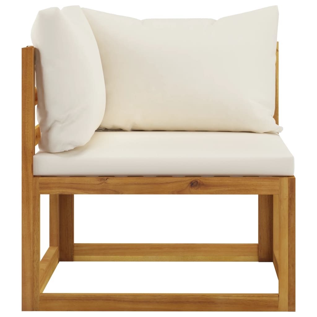 Sofá jardín 3 plazas con cojín madera maciza acacia color crema