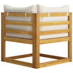 Sofá jardín 3 plazas con cojín madera maciza acacia color crema