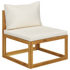 Sofá jardín 3 plazas con cojín madera maciza acacia color crema
