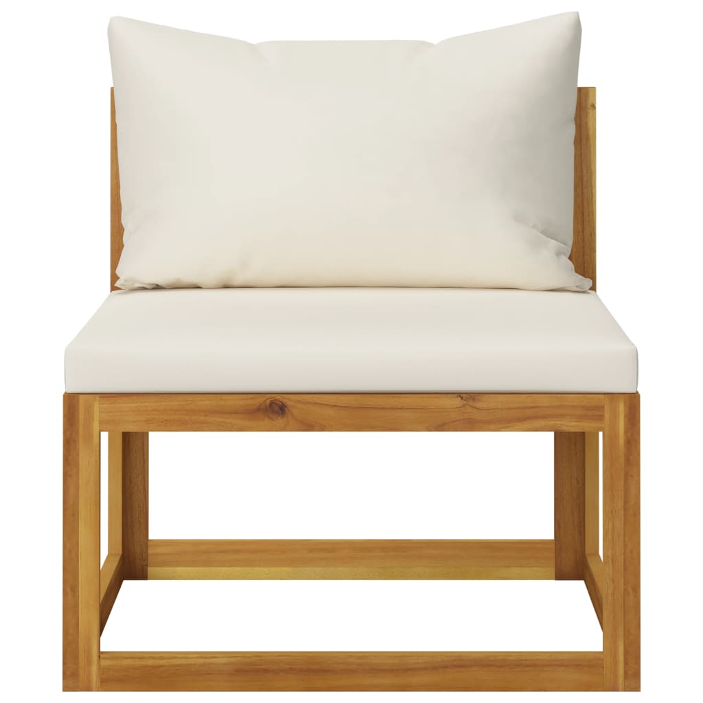 Sofá jardín 3 plazas con cojín madera maciza acacia color crema