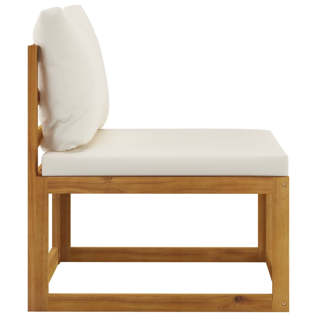 Sofá jardín 3 plazas con cojín madera maciza acacia color crema