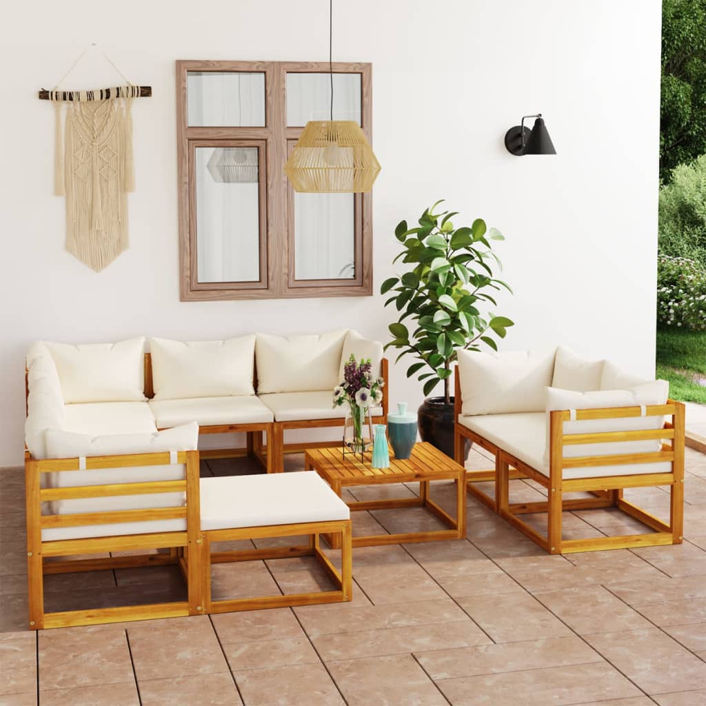 Conjunto de móveis de jardim 5 peças com almofadas madeira maciça de acácia