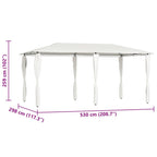 Cenador con cubiertas de postes crema 2,98x5,3x2,59 m 160 g/m²