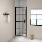 Puerta de ducha de vidrio templado negro 100x178 cm