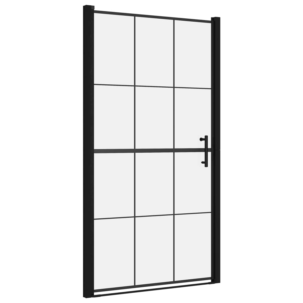 Puerta de ducha de vidrio templado negro 100x178 cm