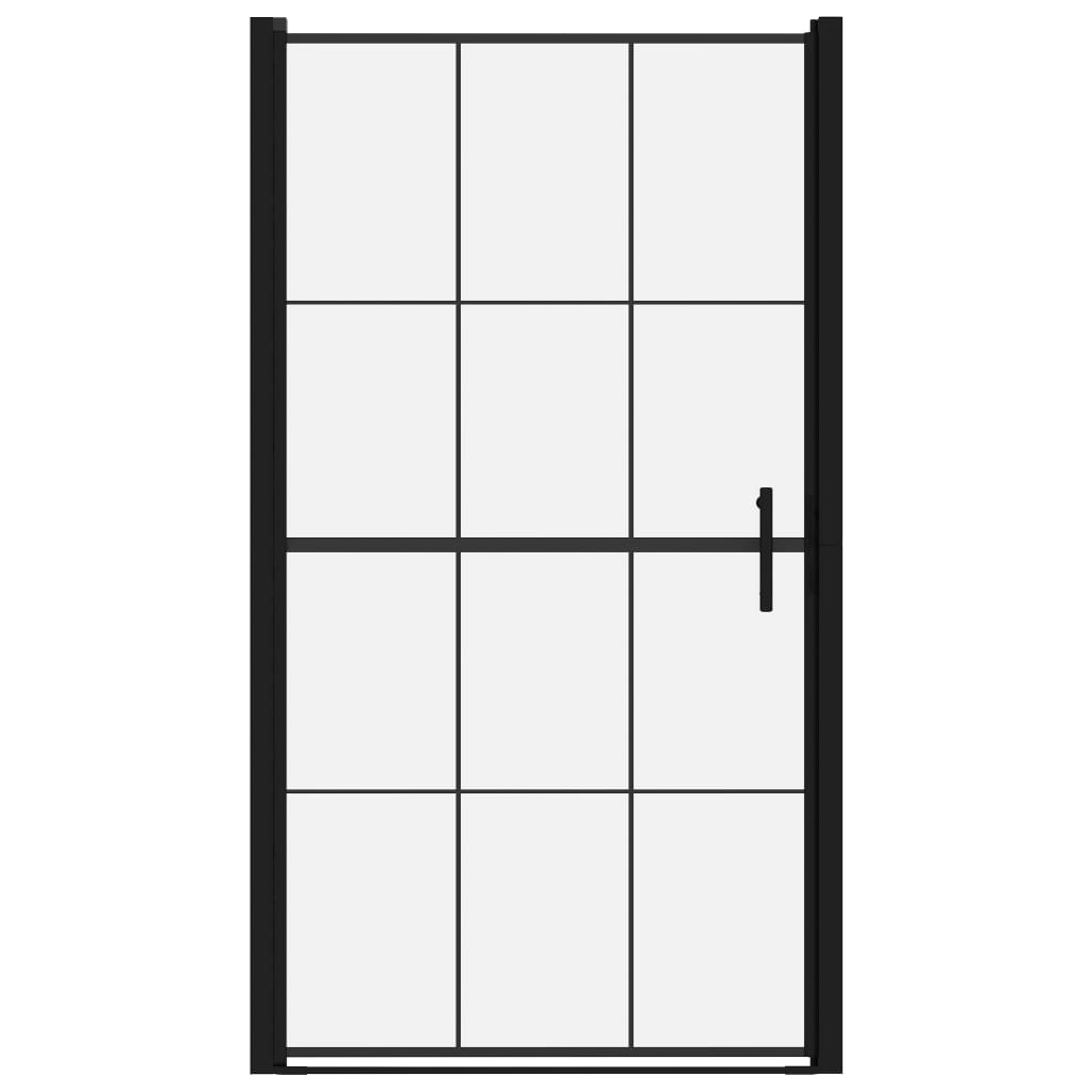 Puerta de ducha de vidrio templado negro 100x178 cm