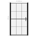 Puerta de ducha de vidrio templado negro 100x178 cm