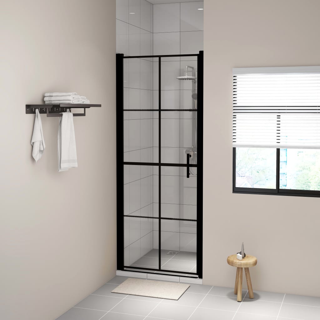 Puerta de ducha de vidrio templado negro 100x178 cm