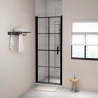 Puerta de ducha de vidrio templado negro 100x178 cm