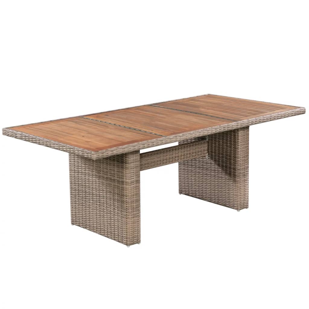 Set comedor de jardín 7 piezas y cojines ratán sintético marrón