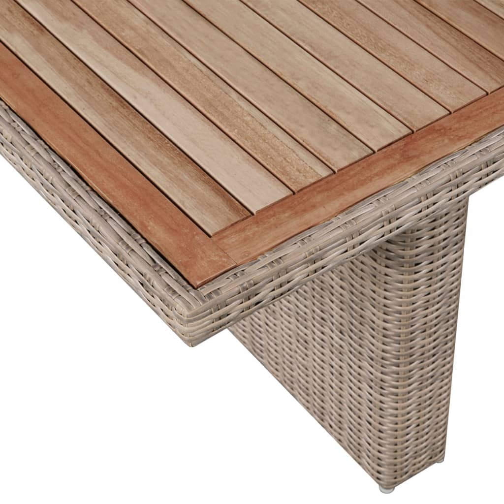 Set comedor de jardín 7 piezas y cojines ratán sintético marrón