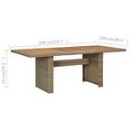 Set comedor de jardín 7 piezas y cojines ratán sintético marrón