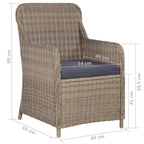 Set de comedor de jardín 9 piezas ratán sintético marrón