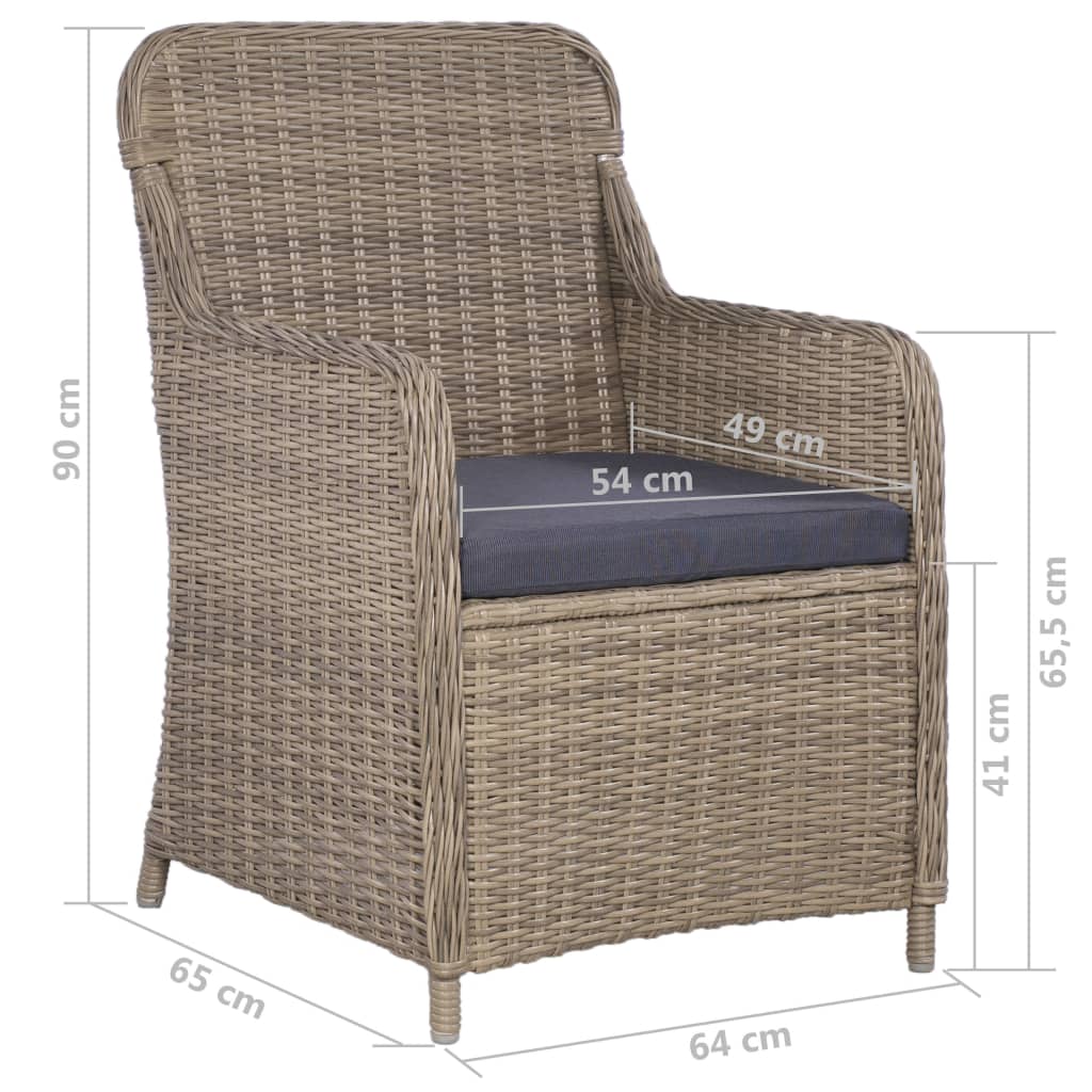 Set de comedor de jardín 9 piezas ratán sintético marrón