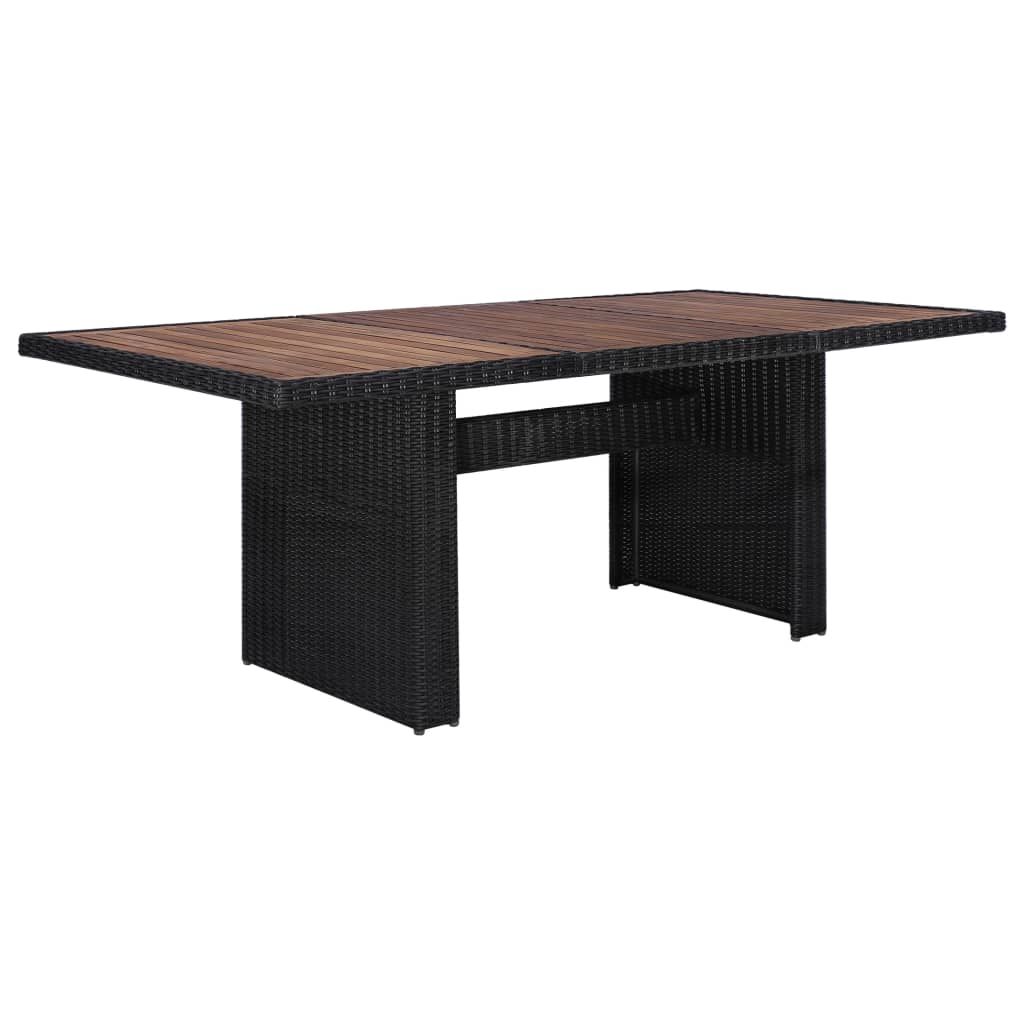 idaXL Juego de comedor de jardín 7 piezas ratán sintético negro