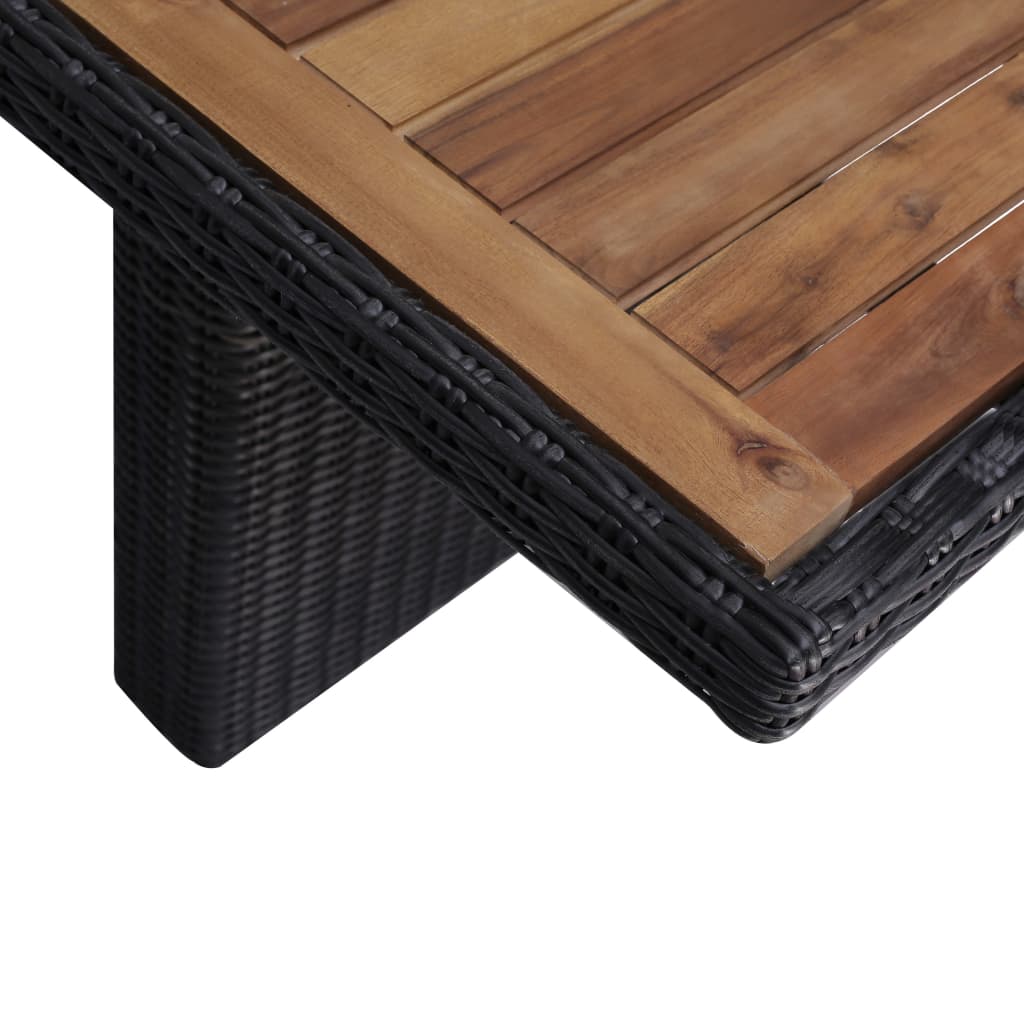 idaXL Juego de comedor de jardín 7 piezas ratán sintético negro