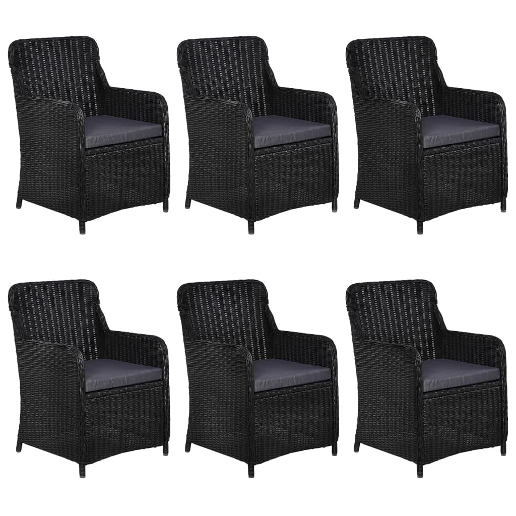 idaXL Juego de comedor de jardín 7 piezas ratán sintético negro