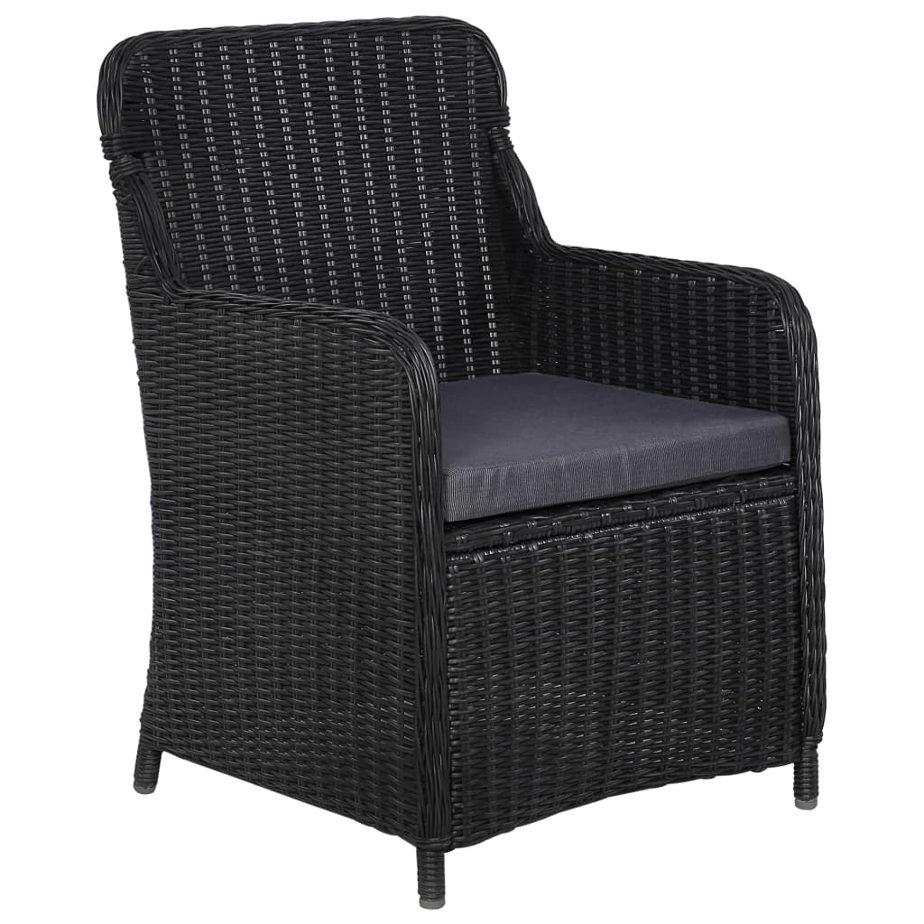 idaXL Juego de comedor de jardín 7 piezas ratán sintético negro