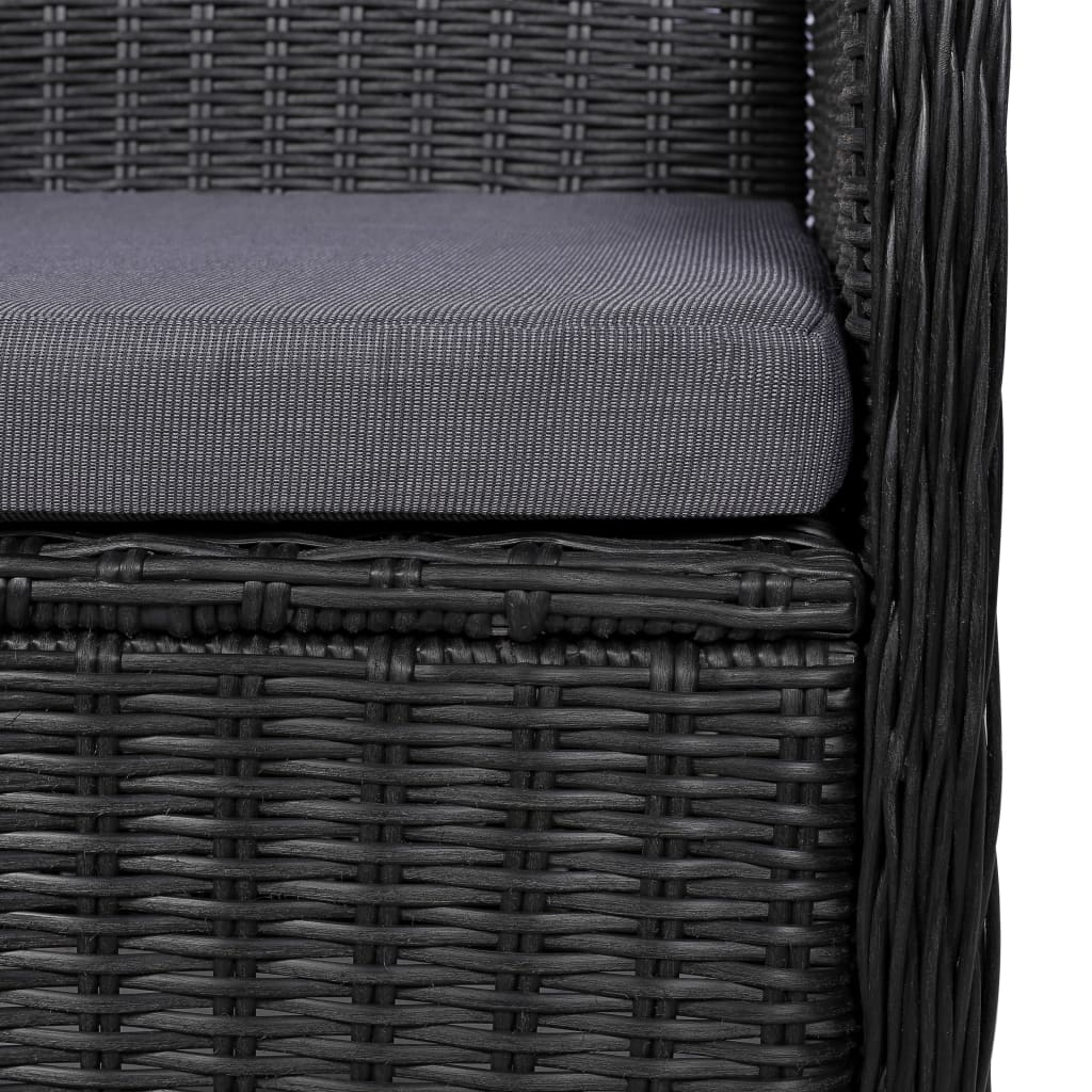 idaXL Juego de comedor de jardín 7 piezas ratán sintético negro