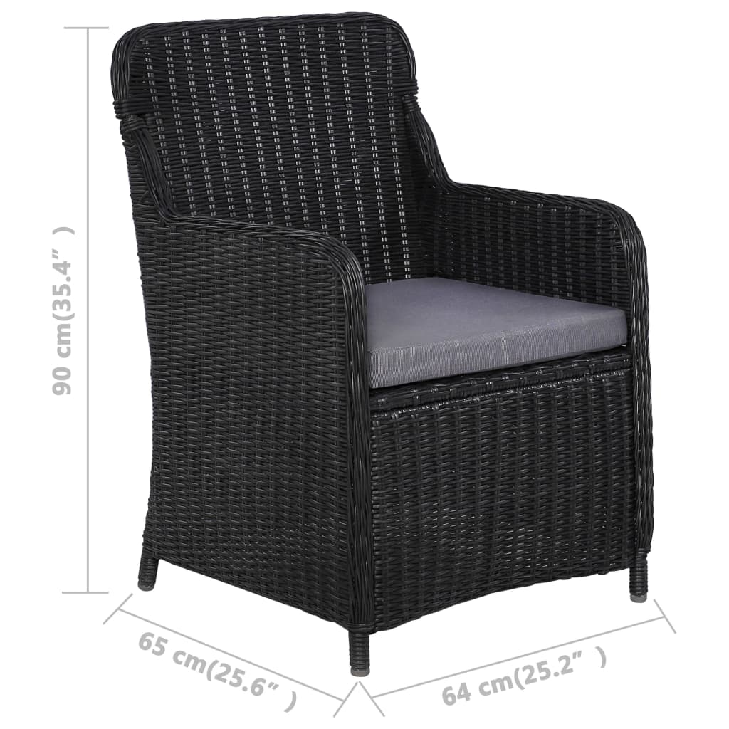 idaXL Juego de comedor de jardín 7 piezas ratán sintético negro