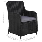 idaXL Juego de comedor de jardín 7 piezas ratán sintético negro