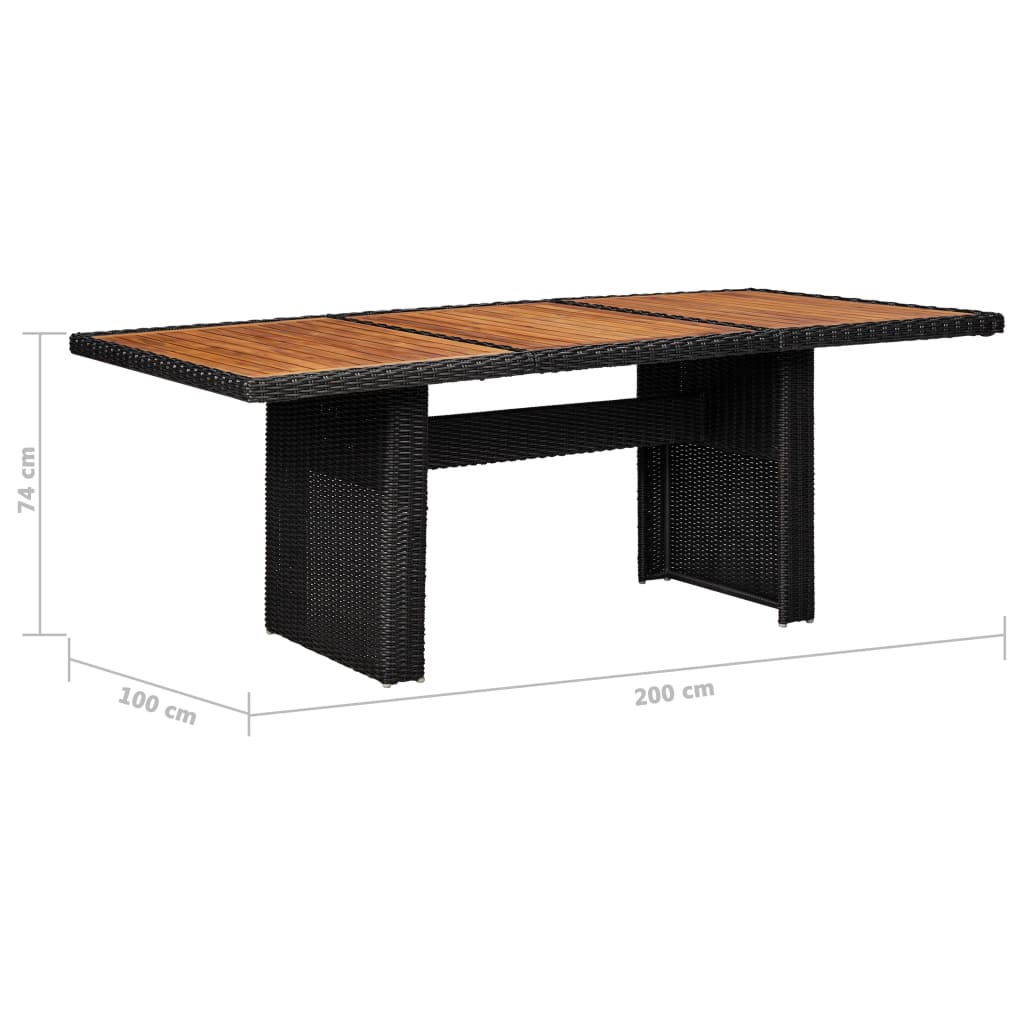 Juego de comedor de jardín 11 piezas ratán sintético negro