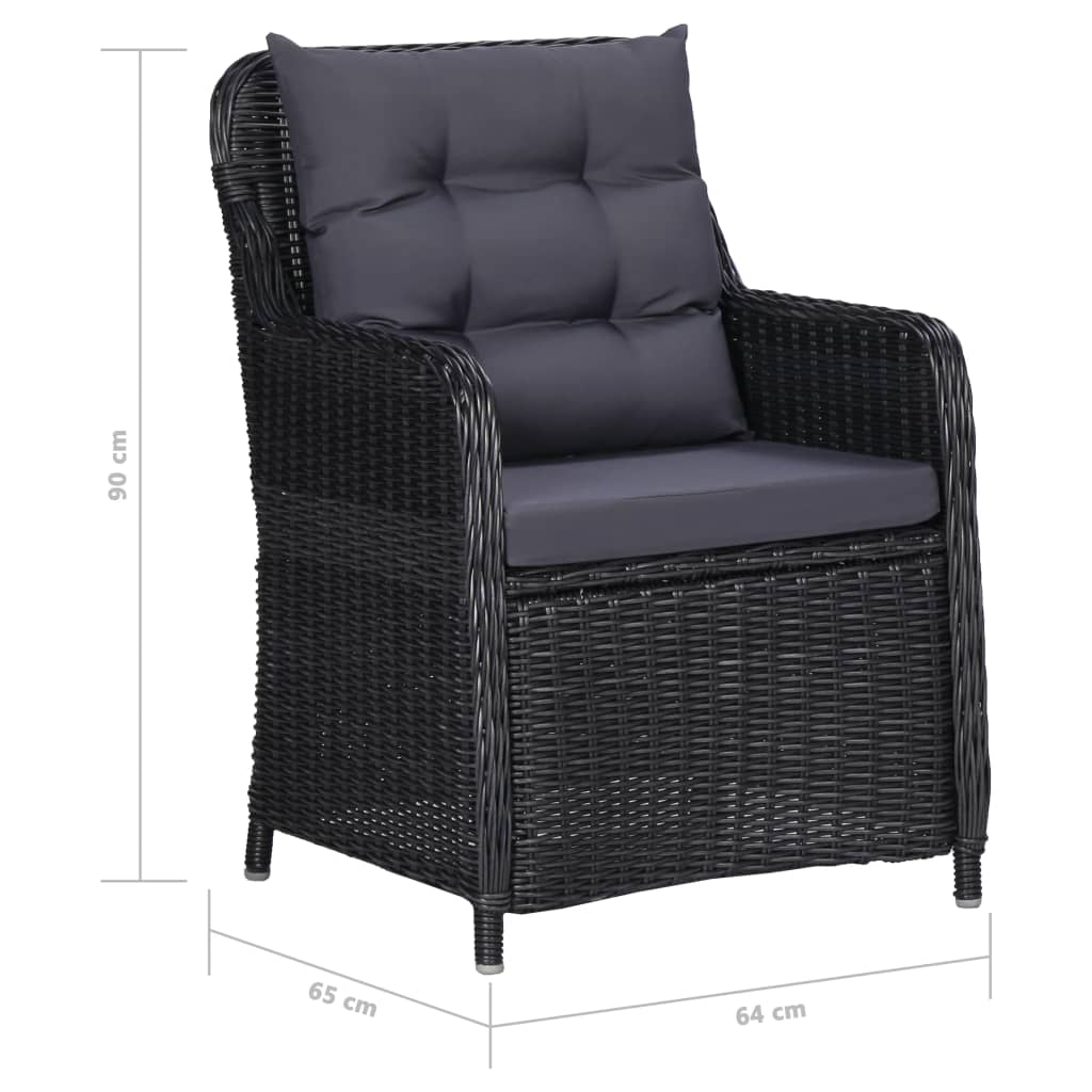 Juego de comedor de jardín 11 piezas ratán sintético negro