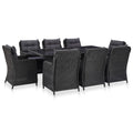 idaXL Juego de comedor de jardín 9 piezas ratán sintético negro