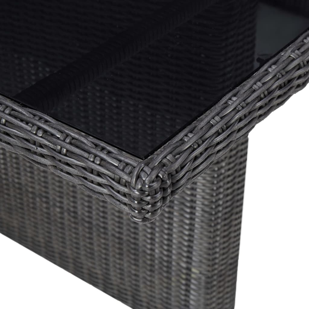 idaXL Juego de comedor de jardín 9 piezas ratán sintético negro