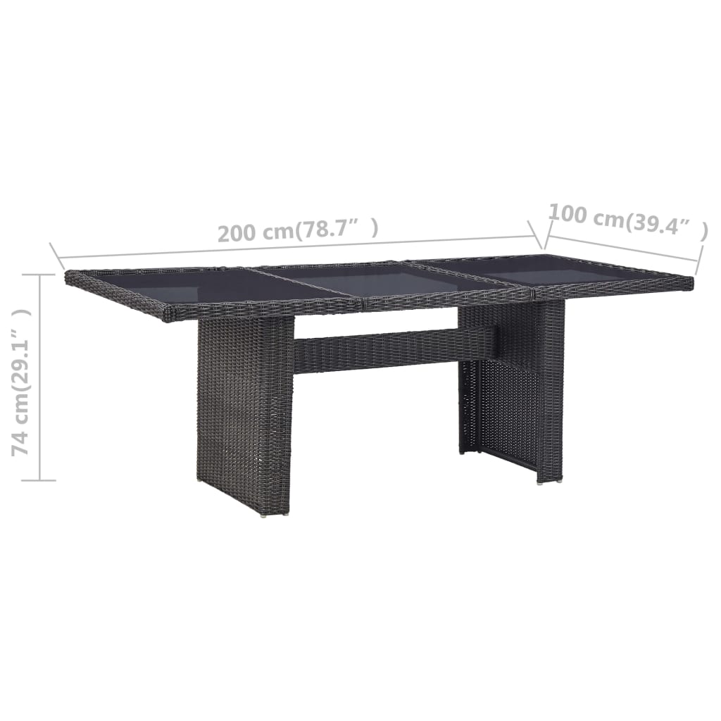idaXL Juego de comedor de jardín 9 piezas ratán sintético negro