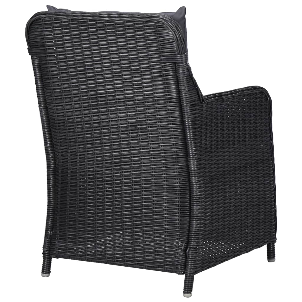idaXL Juego de comedor de jardín 9 piezas ratán sintético negro