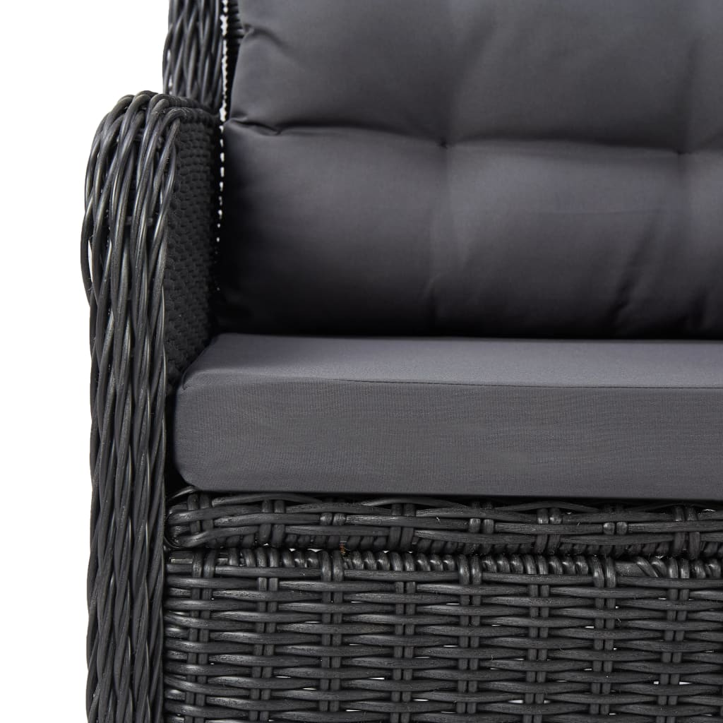 idaXL Juego de comedor de jardín 9 piezas ratán sintético negro
