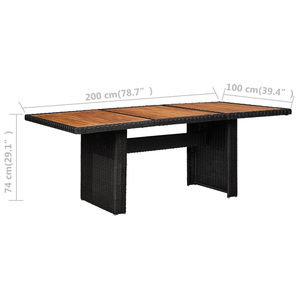 Juego de comedor de jardín 7 piezas ratán sintético negro