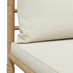 Set de muebles de jardín 2 piezas bambú y cojines blanco crema