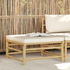 Reposapiés de jardín bambú con cojín blanco crema
