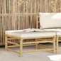 Apoio de pés de jardim bambu com almofada branca creme
