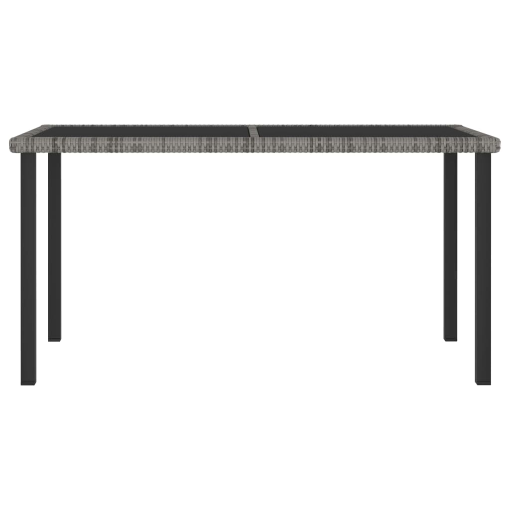 Mesa de comedor para jardín ratán sintético gris 140x70x73 cm