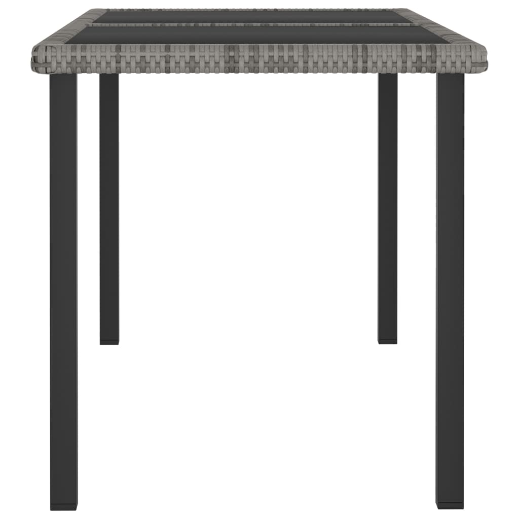 Mesa de comedor para jardín ratán sintético gris 140x70x73 cm