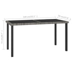Mesa de comedor para jardín ratán sintético gris 140x70x73 cm