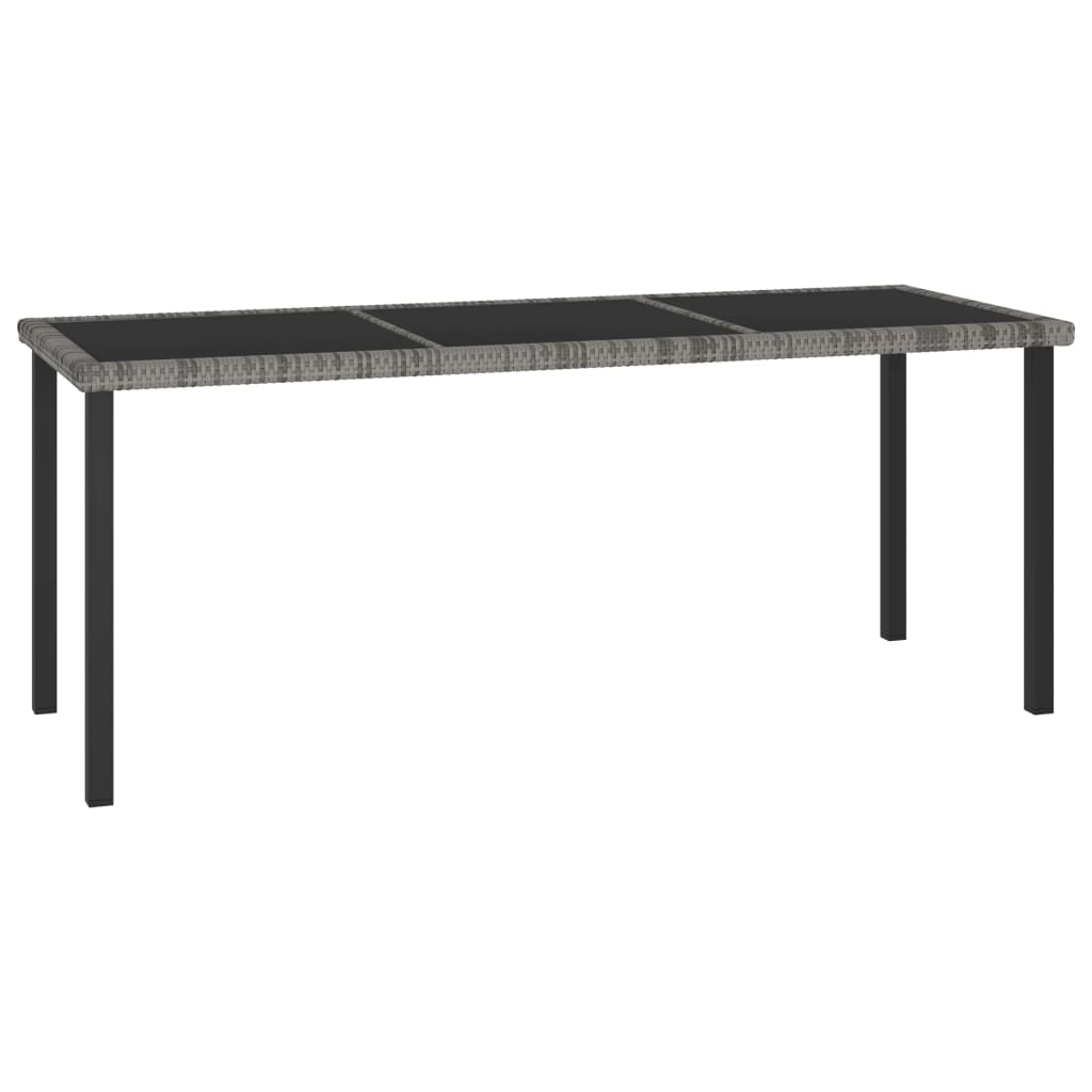 Mesa de comedor para jardín ratán sintético gris 140x70x73 cm