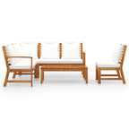 Muebles de jardín 5 pzas cojines crema madera maciza de acacia