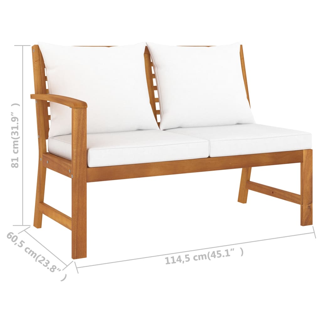 Muebles de jardín 5 pzas cojines crema madera maciza de acacia