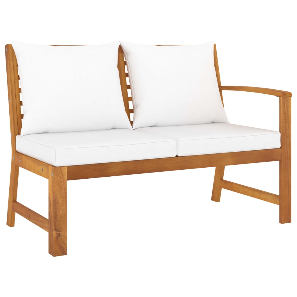 Muebles de jardín 5 pzas cojines crema madera maciza de acacia