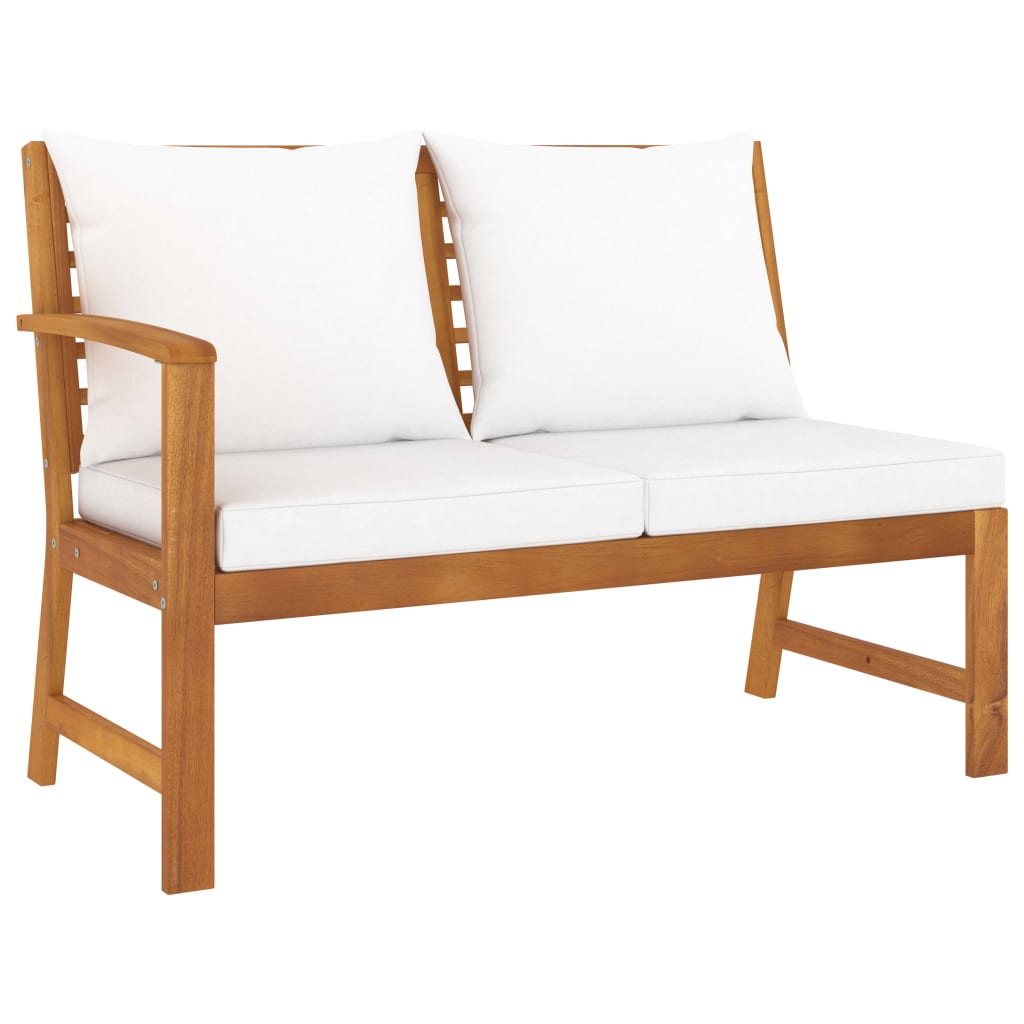 Muebles de jardín 5 pzas cojines crema madera maciza de acacia