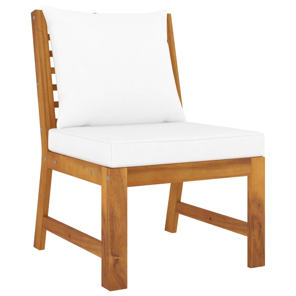 Muebles de jardín 5 pzas cojines crema madera maciza de acacia