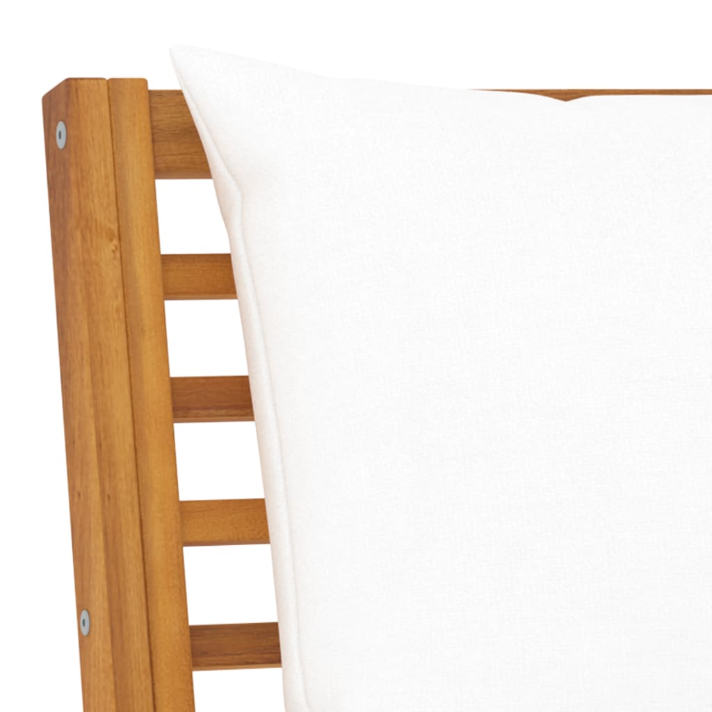 Muebles de jardín 5 pzas cojines crema madera maciza de acacia