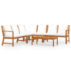 Muebles de jardín 6 pzas cojines crema madera maciza de acacia