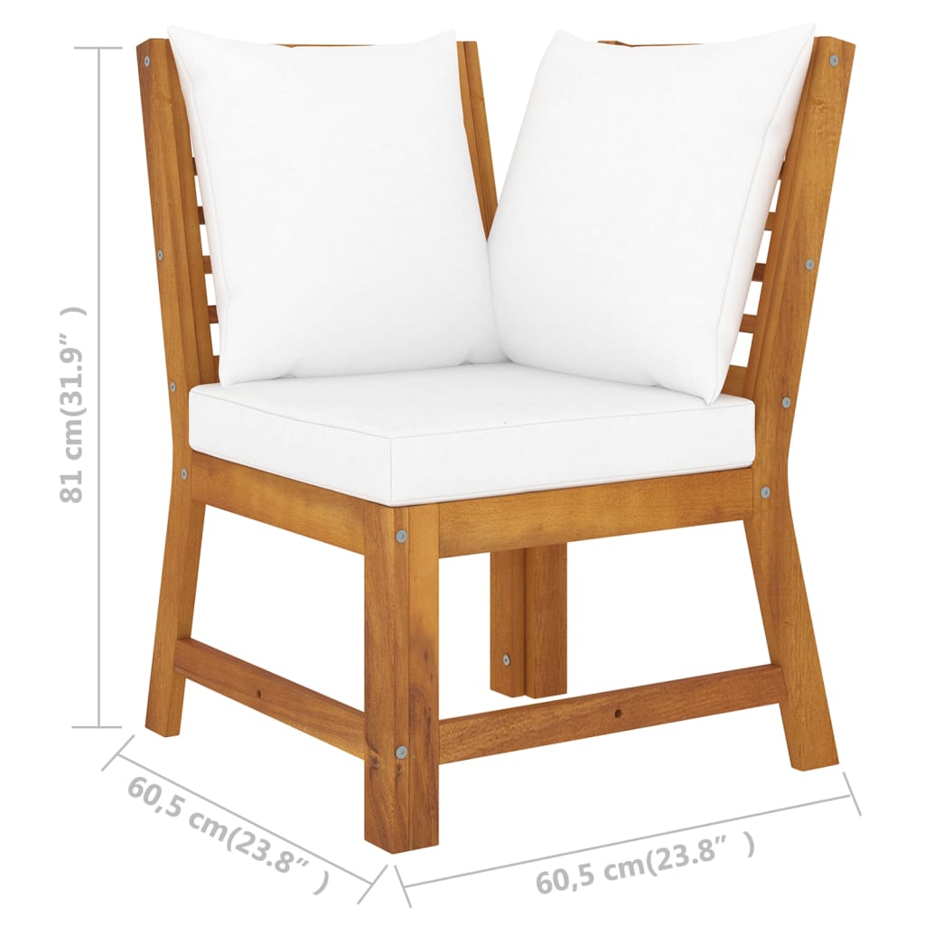 Muebles de jardín 6 pzas cojines crema madera maciza de acacia